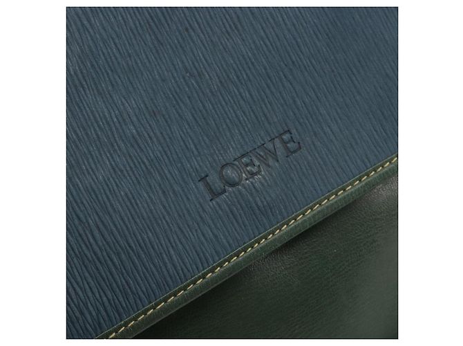 LOEWE Velazquez Schultertasche Leder Blau Goldfarben - Ansicht 17