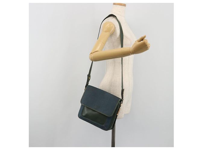 LOEWE Velazquez Schultertasche Leder Blau Goldfarben - Ansicht 23