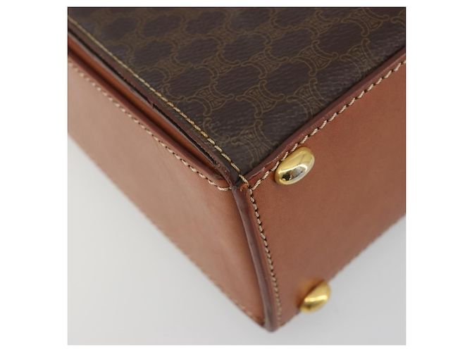 Céline CELINE Macadam Canvas Hand Bag PVC Leather 2way Brown Gold - vista 13