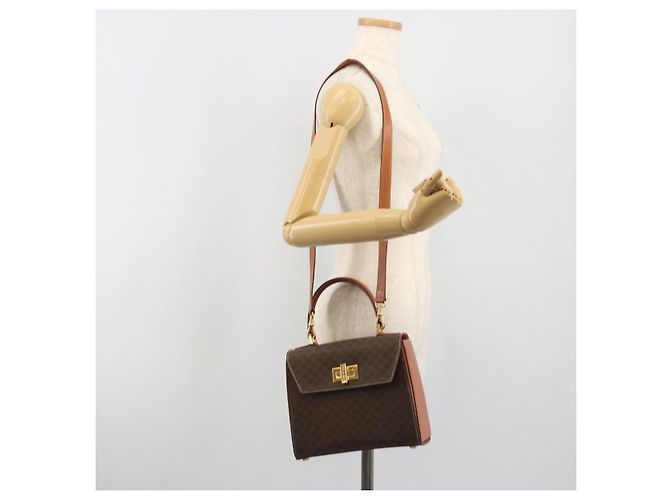 Céline CELINE Macadam Canvas Hand Bag PVC Leather 2way Brown Gold - vista 26