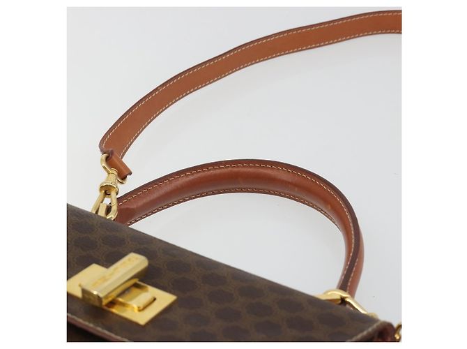 Céline CELINE Macadam Canvas Hand Bag PVC Leather 2way Brown Gold - vista 8