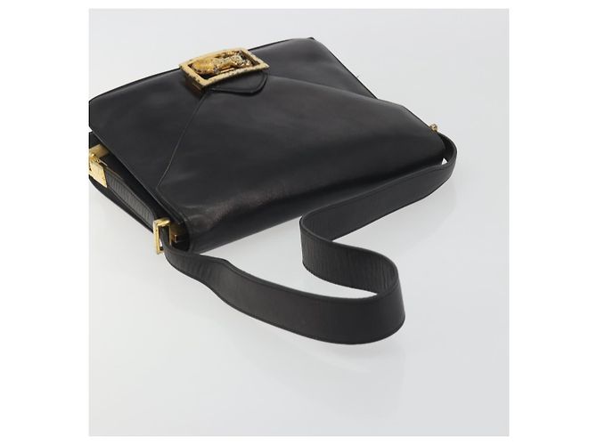 Céline CELINE Bolsa de ombro em couro preto e dourado - vista 7
