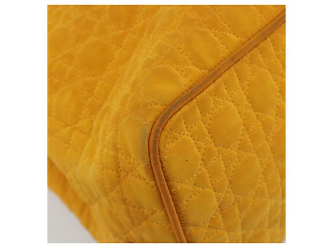 Christian Dior Lady Dior Hand Bag Canvas Yellow Gold Tone - vista 13