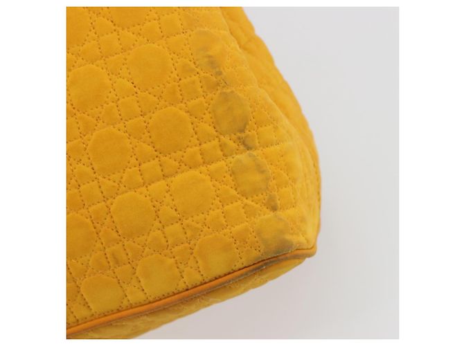 Christian Dior Lady Dior Hand Bag Canvas Yellow Gold Tone - vista 14