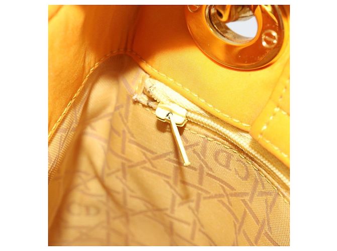 Christian Dior Lady Dior Hand Bag Canvas Yellow Gold Tone - vista 20