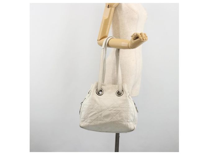 Christian Dior Canage Tote Bag Leather White Silver - vista 23