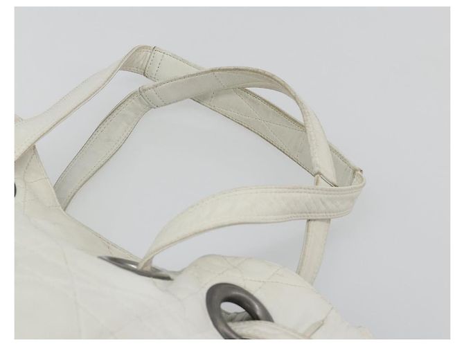 Christian Dior Canage Tote Bag Leather White Silver - vista 8