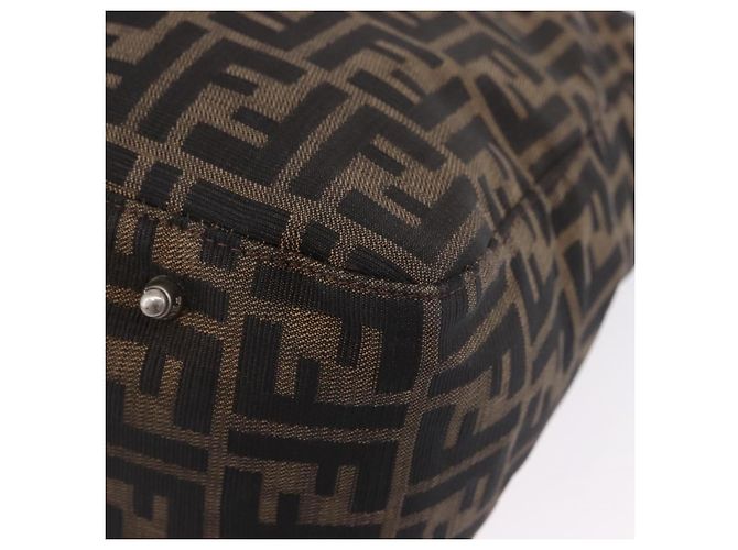 FENDI Zucca Canvas Hand Bag Brown Silver - vista 11