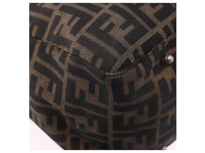 FENDI Zucca Canvas Hand Bag Brown Silver - vista 12
