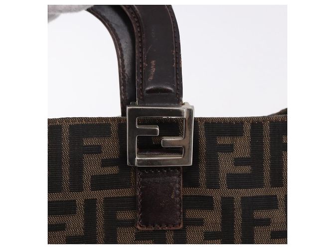 FENDI Zucca Canvas Hand Bag Brown Silver - vista 14