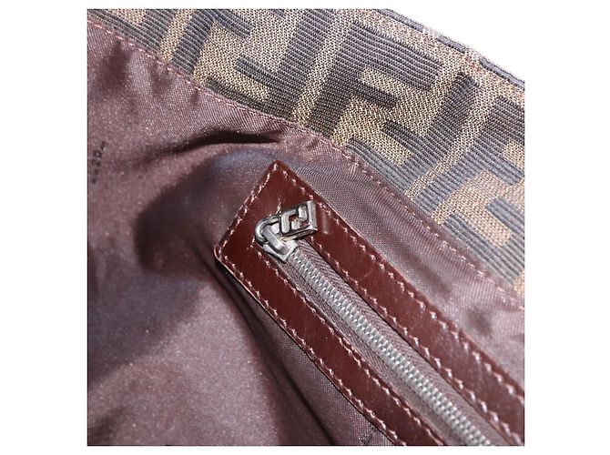 FENDI Zucca Canvas Hand Bag Brown Silver - vista 19