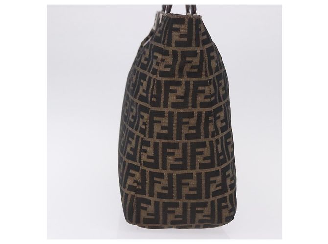 FENDI Zucca Canvas Hand Bag Brown Silver - vista 5