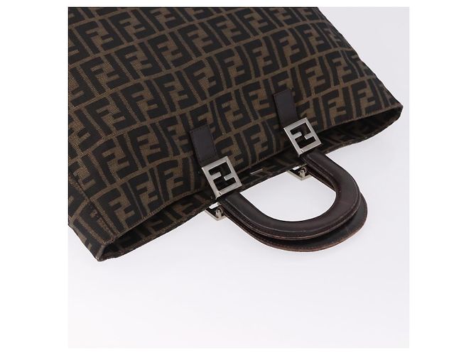 FENDI Zucca Canvas Hand Bag Brown Silver - vista 6