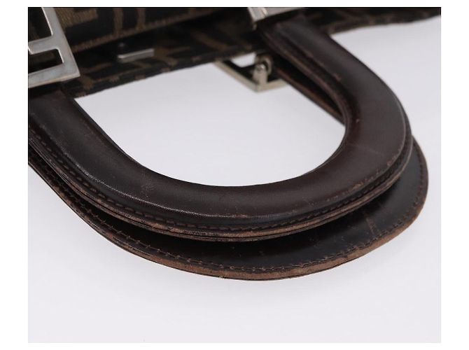 FENDI Zucca Canvas Hand Bag Brown Silver - vista 7