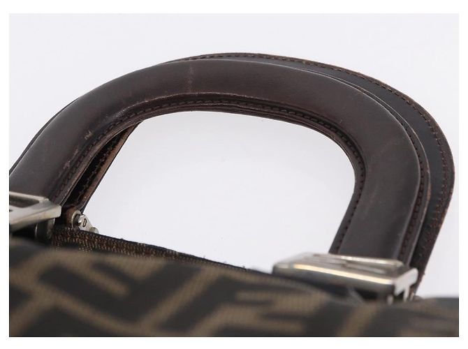FENDI Zucca Canvas Hand Bag Brown Silver - vista 8