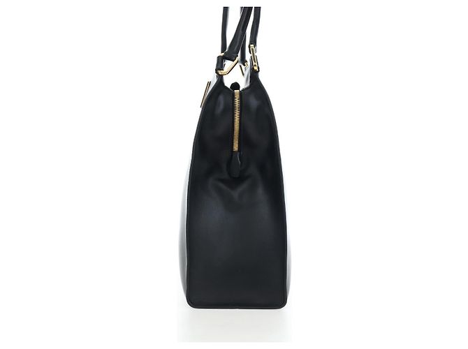 Bolsa de ombro PRADA em couro preto e dourado - vista 5