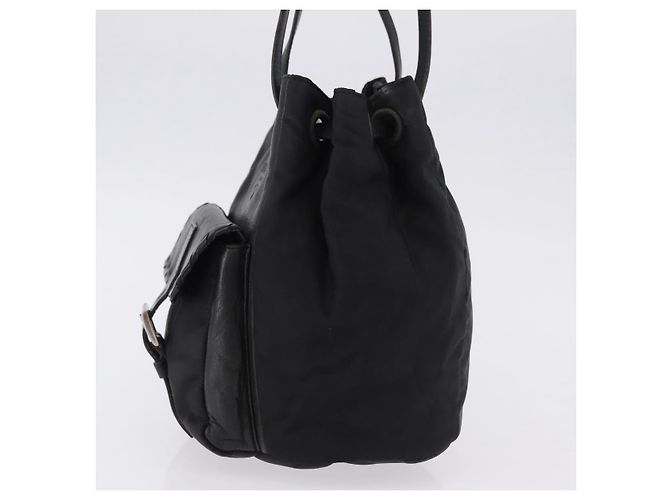 PRADA Purse Shoulder Bag Nylon Leather Black Silver - vista 4