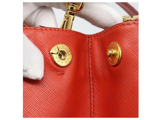 PRADA Hand Bag Safiano Leather 2way Orange Gold - vista 16