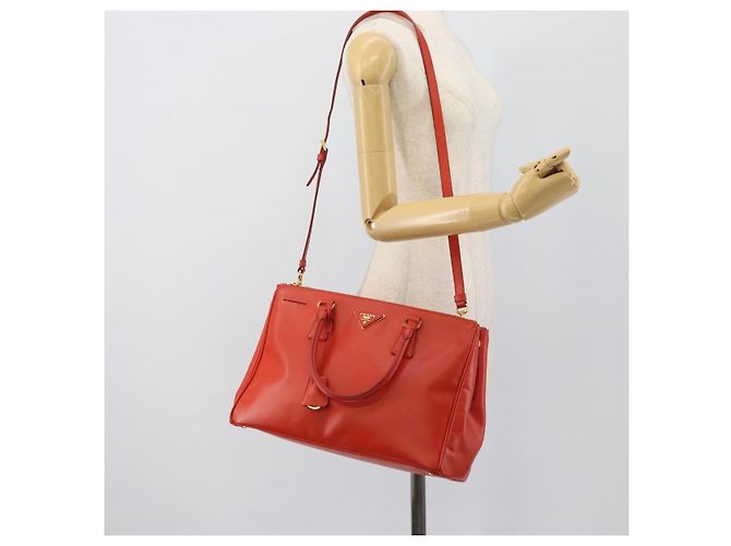 PRADA Hand Bag Safiano Leather 2way Orange Gold - vista 30