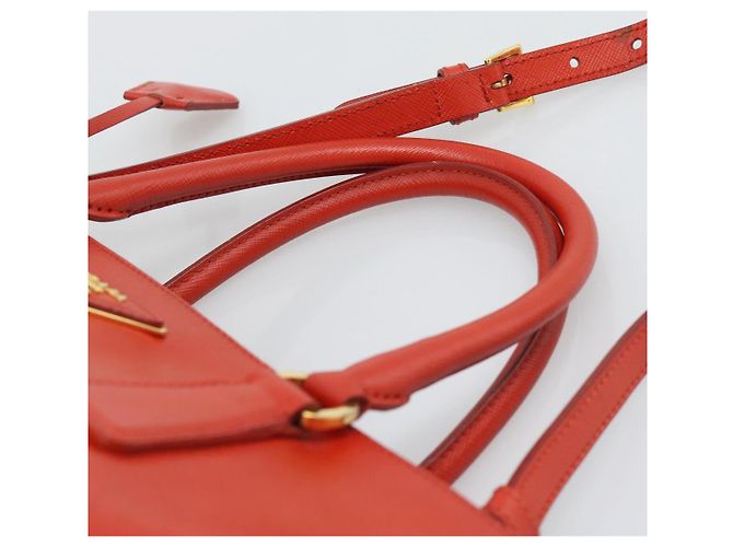 PRADA Hand Bag Safiano Leather 2way Orange Gold - vista 8