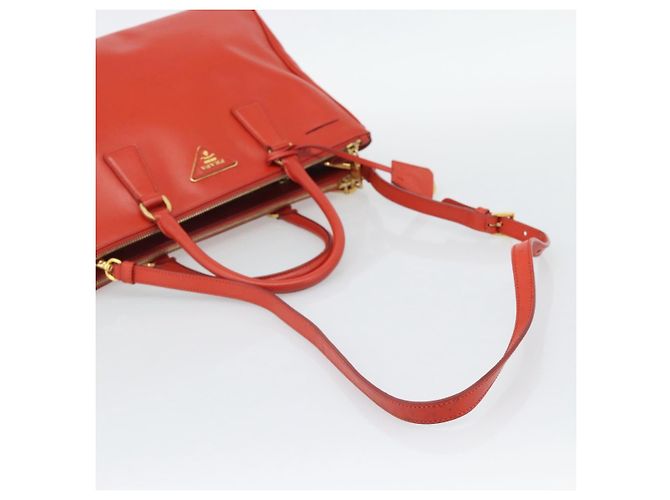 PRADA Hand Bag Safiano Leather 2way Orange Gold - vista 9