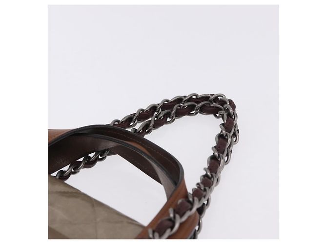 CHANEL Matelasse Chain Hand Bag Leather 2way Brown Silver CC - vista 11