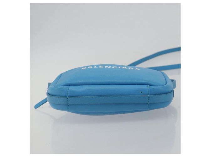 BALENCIAGA Every Day Shoulder Bag Leather Light Blue Silver 489809 - vista 10