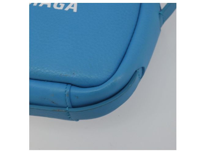 BALENCIAGA Every Day Shoulder Bag Leather Light Blue Silver 489809 - vista 11