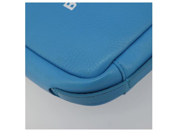 BALENCIAGA Every Day Shoulder Bag Leather Light Blue Silver 489809 - vista 12