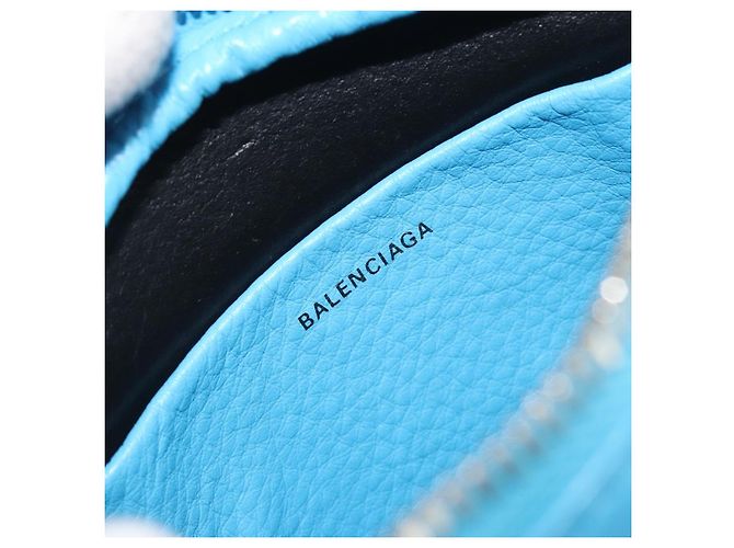 BALENCIAGA Every Day Shoulder Bag Leather Light Blue Silver 489809 - vista 17