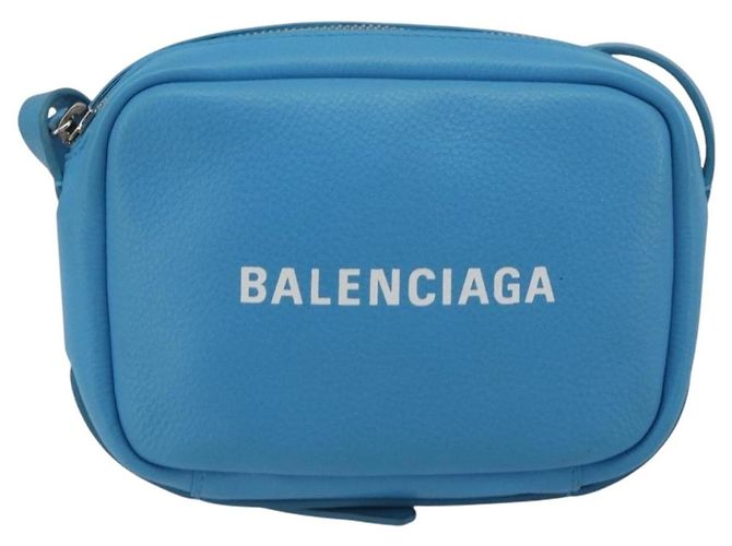 BALENCIAGA Every Day Shoulder Bag Leather Light Blue Silver 489809 - vista 2