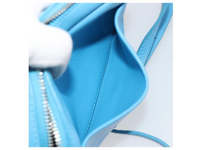 BALENCIAGA Every Day Shoulder Bag Leather Light Blue Silver 489809 - vista 22