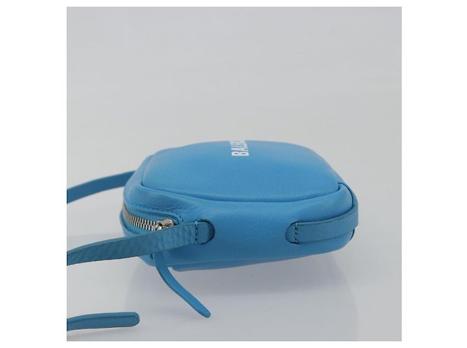 BALENCIAGA Every Day Shoulder Bag Leather Light Blue Silver 489809 - vista 5