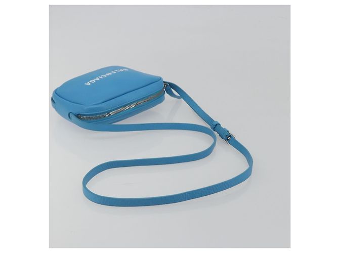 BALENCIAGA Every Day Shoulder Bag Leather Light Blue Silver 489809 - vista 7