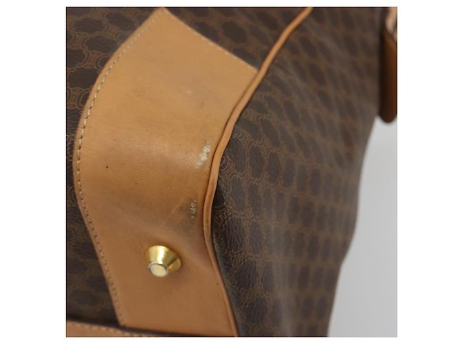 Céline CELINE Macadam Canvas Boston Bag PVC Leather Brown Gold - vista 10