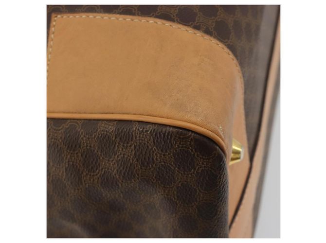Céline CELINE Macadam Canvas Boston Bag PVC Leather Brown Gold - vista 11