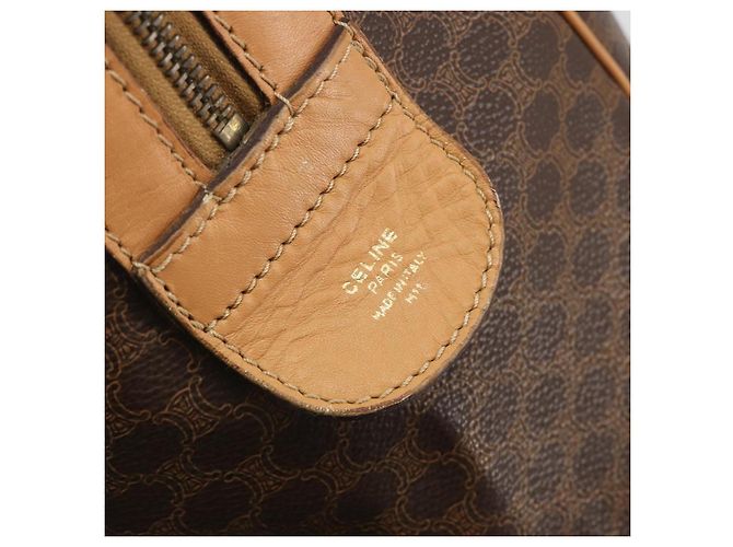 Céline CELINE Macadam Canvas Boston Bag PVC Leather Brown Gold - vista 14