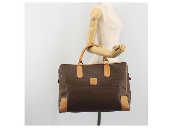 Céline CELINE Macadam Canvas Boston Bag PVC Leather Brown Gold - vista 22