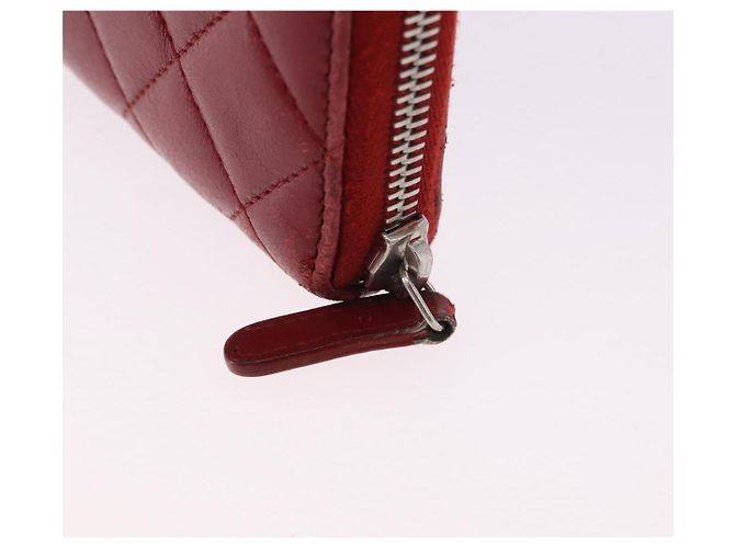 CHANEL Matelasse Long Wallet Lamb Skin Red Silver CC - vista 13