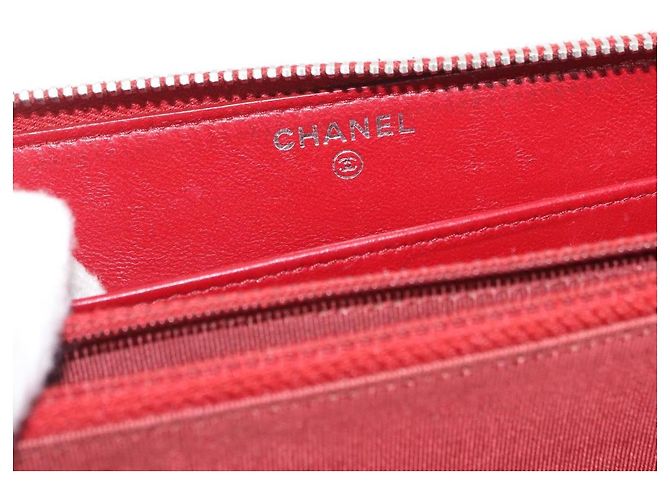 CHANEL Matelasse Long Wallet Lamb Skin Red Silver CC - vista 16