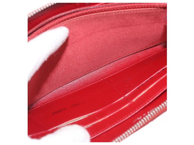 CHANEL Matelasse Long Wallet Lamb Skin Red Silver CC - vista 19