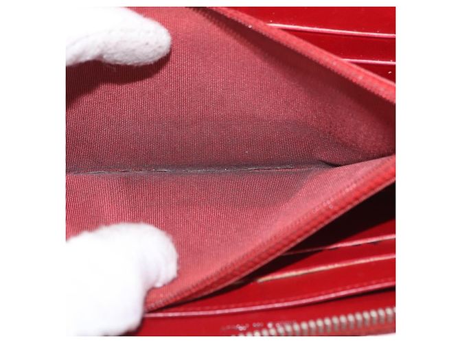 CHANEL Matelasse Long Wallet Lamb Skin Red Silver CC - vista 22