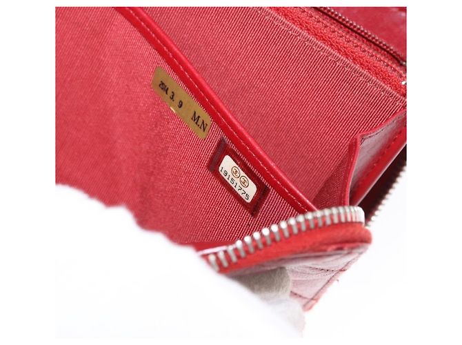 CHANEL Matelasse Long Wallet Lamb Skin Red Silver CC - vista 23