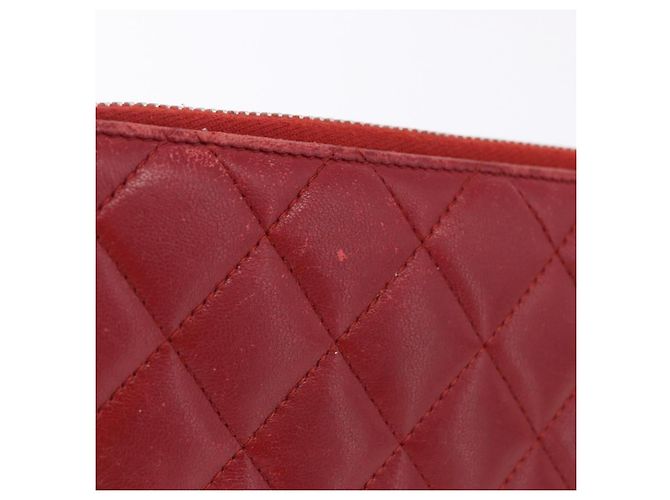 CHANEL Matelasse Long Wallet Lamb Skin Red Silver CC - vista 4