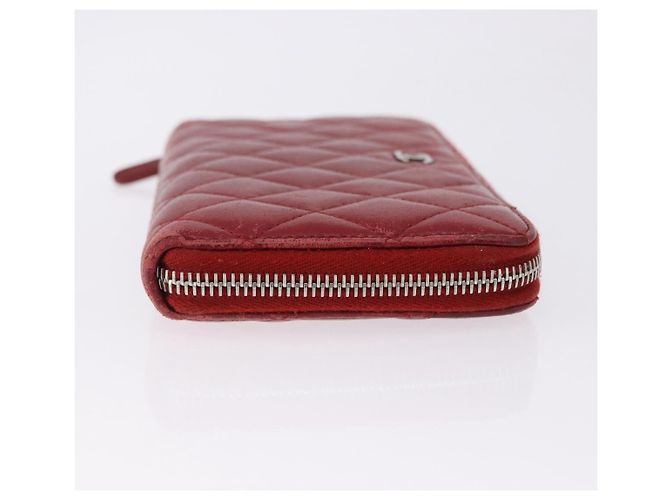CHANEL Matelasse Long Wallet Lamb Skin Red Silver CC - vista 5