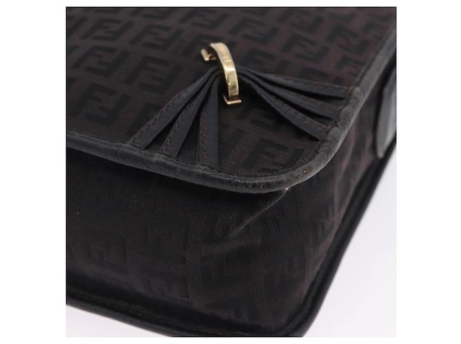 FENDI Zucchino Canvas Shoulder Bag Black Gold - vista 11