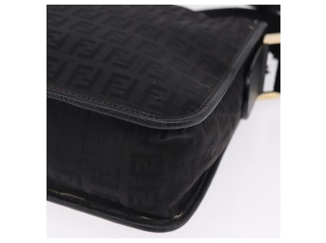 FENDI Zucchino Canvas Shoulder Bag Black Gold - vista 13