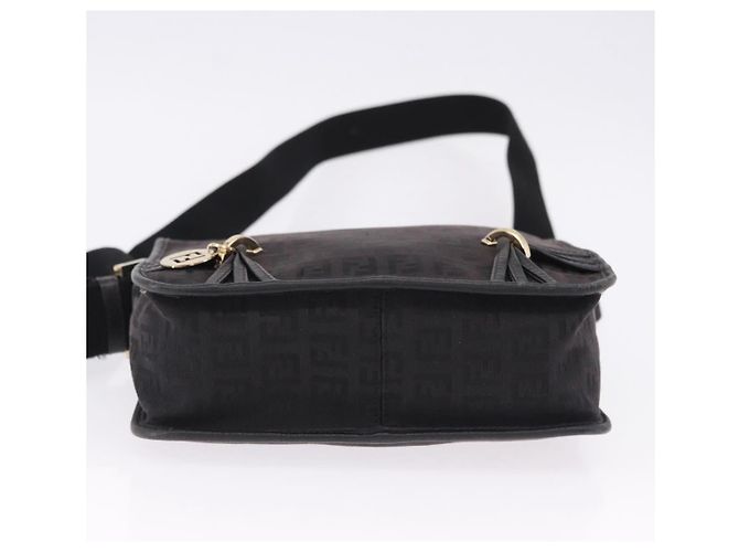 FENDI Zucchino Canvas Shoulder Bag Black Gold - vista 9