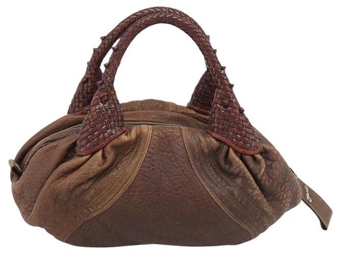 FENDI Spy Bag Leather Brown Gold - vista 3