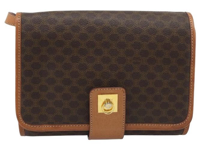 Céline CELINE Macadam Shoulder Bag PVC Leather Brown Gold Tone - vista 2